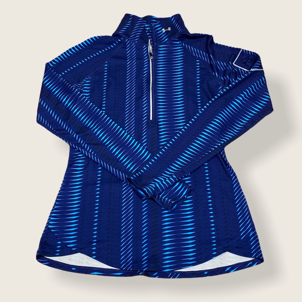 Under Armour Blue Patterned Quarter-Zip Long Sleeve Top
